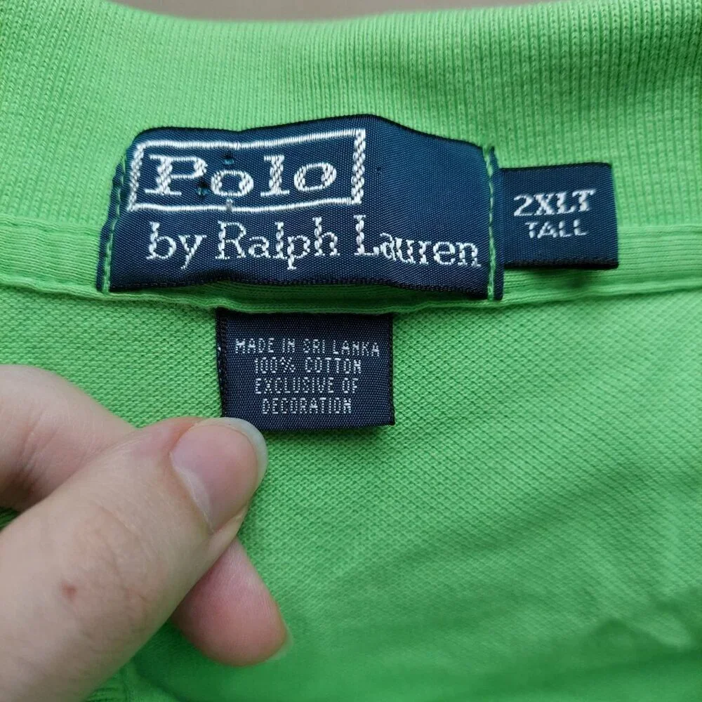 Polo By Ralph Lauren 2XLT Mens Green Polo Shirt‎ 100% Cotton Short Sleeve Casual